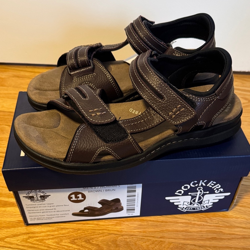 Dockers Men's Dark Brown Adjustable Sandals